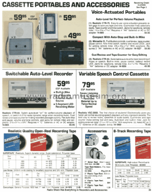 Realistic Voice Actuation Cassette Tape Recorder CTR-75 ; Radio Shack Tandy, (ID = 1347083) R-Player