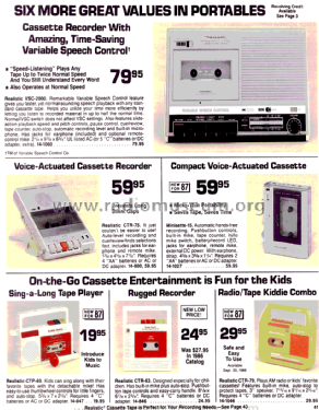 Realistic Voice Actuation Cassette Tape Recorder CTR-75 ; Radio Shack Tandy, (ID = 1358692) R-Player