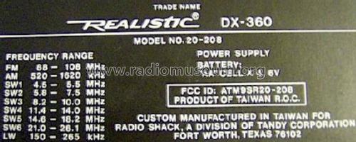 Realistic Voice of the World DX-360 20-208; Radio Shack Tandy, (ID = 524347) Radio