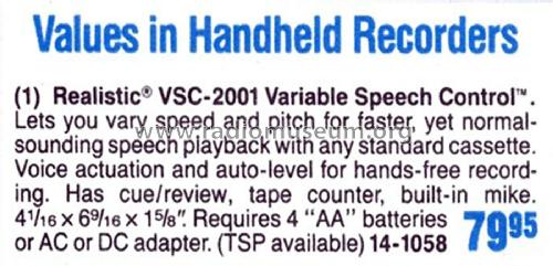 Realistic VSC-2001 14-1058; Radio Shack Tandy, (ID = 1771293) Sonido-V