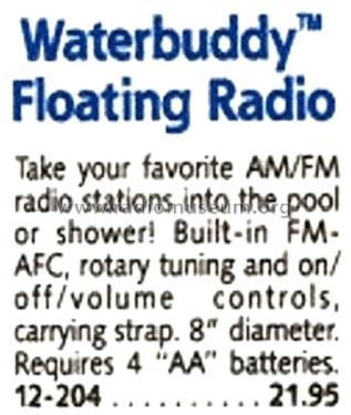 Realistic Waterbuddy Floating Radio 12-204; Radio Shack Tandy, (ID = 1749330) Radio