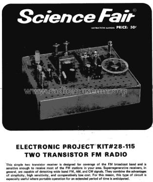 Science Fair Two Transistor FM Radio Kit 28-115; Radio Shack Tandy, (ID = 2185272) Kit