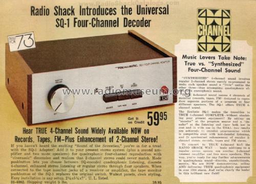 SQ-1 Cat. No.= 31-4002; Radio Shack Tandy, (ID = 2735747) Diverses