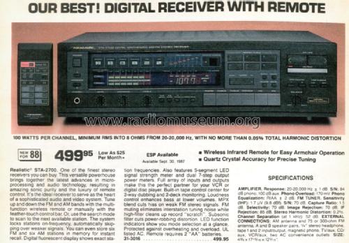 STA-2700 Cat. No.= 31-3016; Radio Shack Tandy, (ID = 2719888) Radio