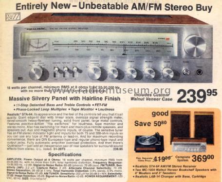 STA-64 Cat. No.= 31-2073; Radio Shack Tandy, (ID = 2721400) Radio