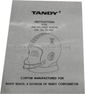 TC - AM Football Helmet Radio 12-955; Radio Shack Tandy, (ID = 1736142) Radio