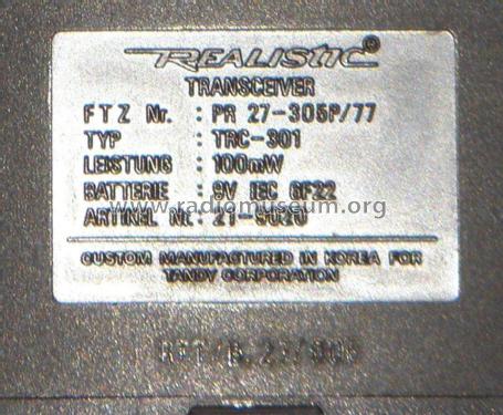 Transceiver TRC-301; Radio Shack Tandy, (ID = 2044088) Citizen