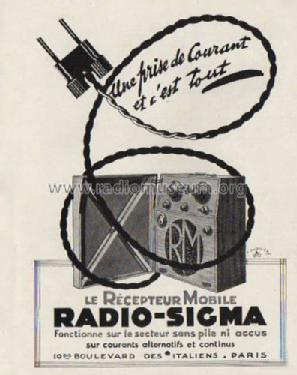 Récepteur Mobile Type A; Radio-Sigma; Paris, (ID = 700934) Radio