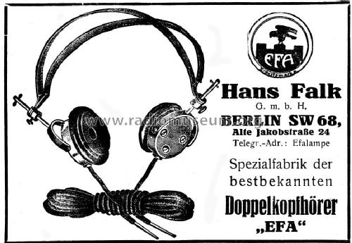 Doppelkopfhörer EFA; Falk, Hans, & Co., (ID = 1306359) Speaker-P