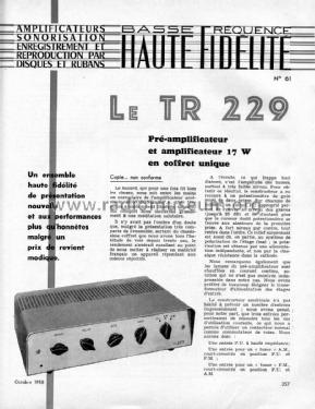 Amplificateur Hi-Fi TR 229; Radio Voltaire; (ID = 2215814) Ampl/Mixer