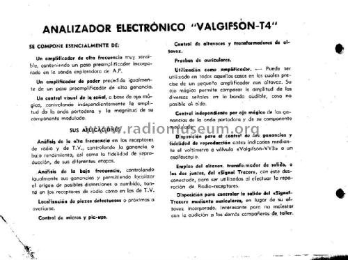 Analizador Electrónico - Signal Tracer - Valgifson T-4; Radio Watt Valgifson (ID = 2409096) Ausrüstung