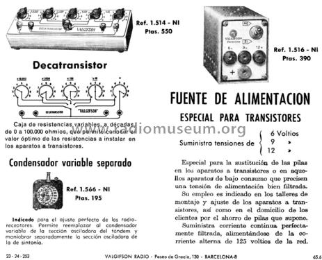 Condensador variable separado Valgifson ; Radio Watt Valgifson (ID = 1885000) Equipment