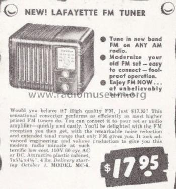 Lafayette FM Tuner MC-6 ; Radio Wire (ID = 1709381) Adattatore