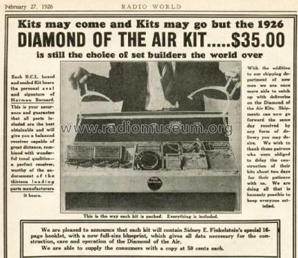 1926 Diamond of the Air ; Radio World (ID = 1097977) Kit