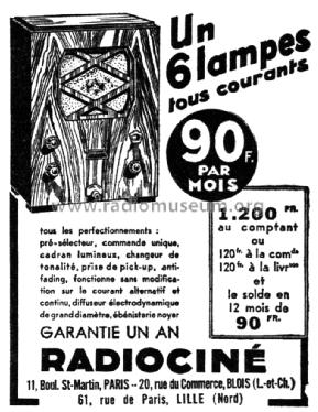 Poste à 6 lampes ; Radiociné Radio-Ciné (ID = 2132715) Radio