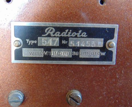 Radiola Super-Inductance 547 ; Radiola marque (ID = 2098216) Radio