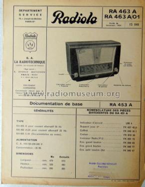 RA463A /01; Radiola marque (ID = 2169340) Radio