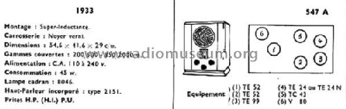 Radiola Super-Inductance 547 ; Radiola marque (ID = 2098237) Radio