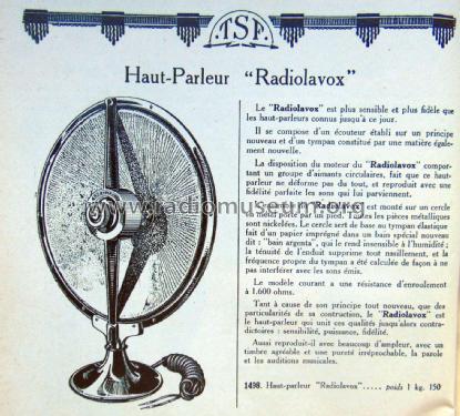 Radiolavox ; Radiola marque (ID = 2183104) Parleur