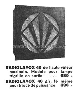 Radiolavox 40 bis; Radiola marque (ID = 2679792) Parlante
