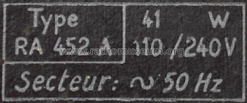 RA452A; Radiola marque (ID = 540203) Radio