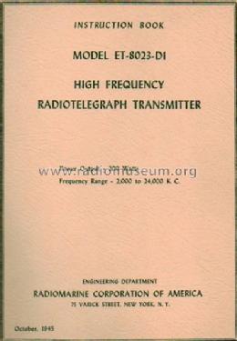 High Frequency Radiotelegraph Transmitter ET-8023-DI - ET-8023-D1; Radiomarine (ID = 1282843) Commercial Tr