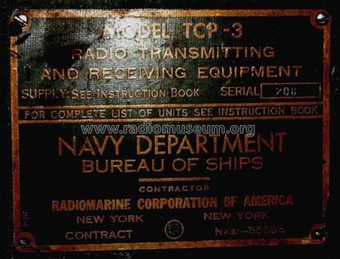 TCP-3 Transmitter - Receiver; Radiomarine (ID = 407249) Mil TRX