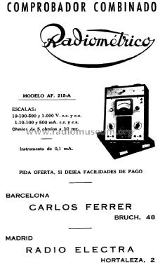 Comprobador AF-215-A; Radiométrico, Carlos (ID = 1376070) Equipment
