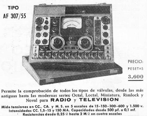 Comprobador de Válvulas AF-307/55; Radiométrico, Carlos (ID = 1152781) Equipment