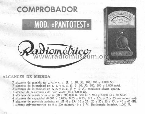 Comprobador Universal Pantotest; Radiométrico, Carlos (ID = 2464575) Equipment