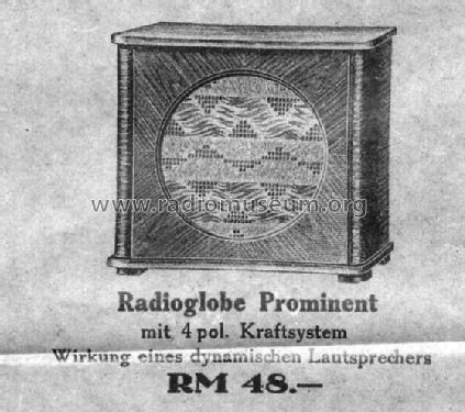 Radioglobe Prominent ; Radiophon Company, (ID = 367767) Speaker-P