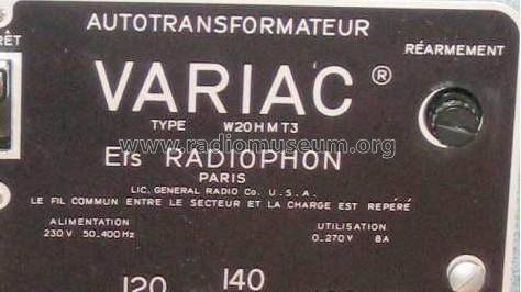 Autotransformateur Variac W20 H M T3; Radiophon General (ID = 1661535) Equipment