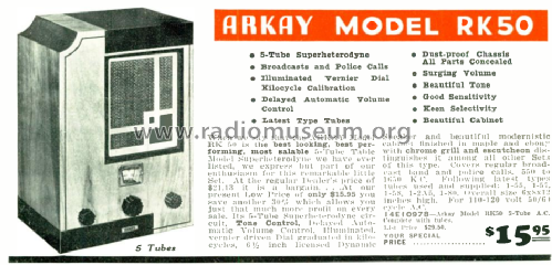 Arkay Model RK-50 10978; Radolek Co., Chicago (ID = 3151034) Radio