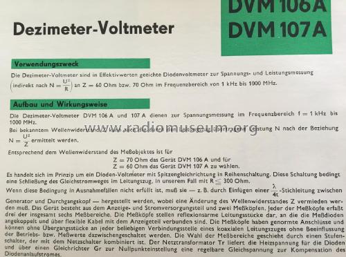 DM-Voltmeter DVM 106A; Rafena Werke (ID = 2500962) Equipment