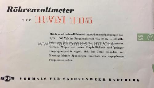 Röhrenvoltmeter RVM 105; Rafena Werke (ID = 2371796) Equipment