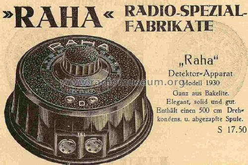 Detektor-Empfänger Modell 1930; RaHa, Eugen (ID = 823077) Galena