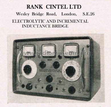 Electrolytic and Incremental Inductance Bridge ; Cintel Band Cinema (ID = 2653128) Equipment