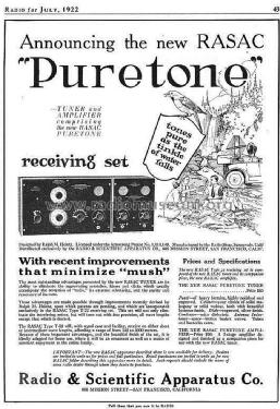 Rasac Puretone Receiving Set Type 22; Rasac Radio and (ID = 1155702) Radio