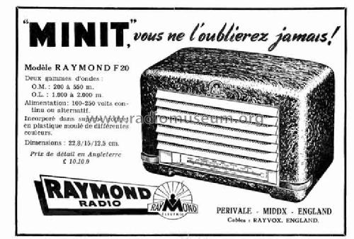 Minit F20; Raymond Electric, (ID = 119277) Radio