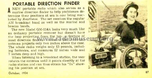Portable Direction Finder GM-114A; Raytheon Mfg. Co.; (ID = 1813617) Radio