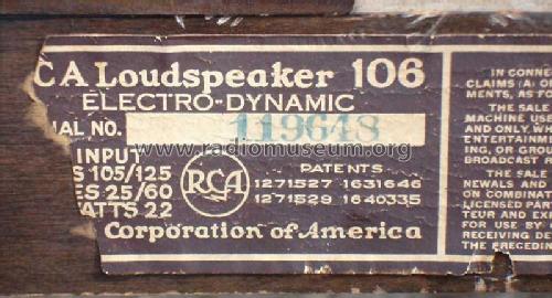 LOUDSPEAKER 106 UZ-642; RCA RCA Victor Co. (ID = 328798) Parlante