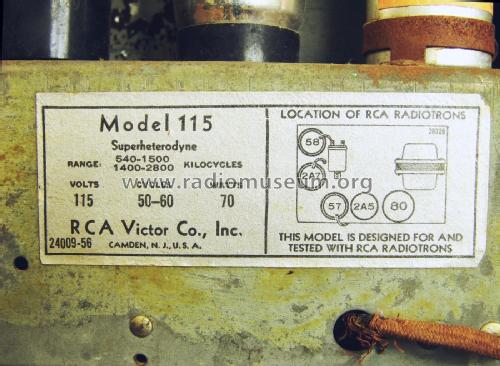 115 ; RCA RCA Victor Co. (ID = 2445200) Radio
