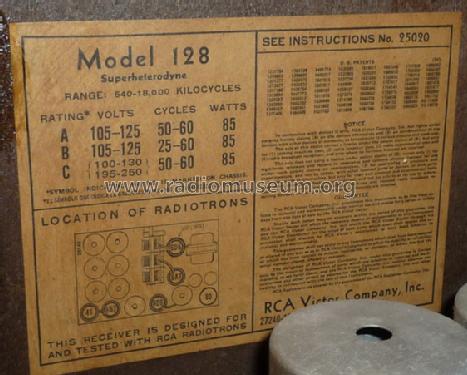128 ; RCA RCA Victor Co. (ID = 1407851) Radio