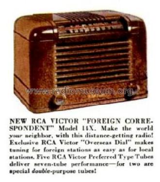 Foreign Correspondent 14X; Ch=RC1001D; RCA RCA Victor Co. (ID = 1192380) Radio