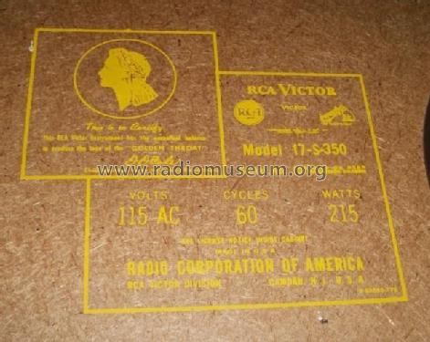 17-S-350 ; RCA RCA Victor Co. (ID = 1790849) Television