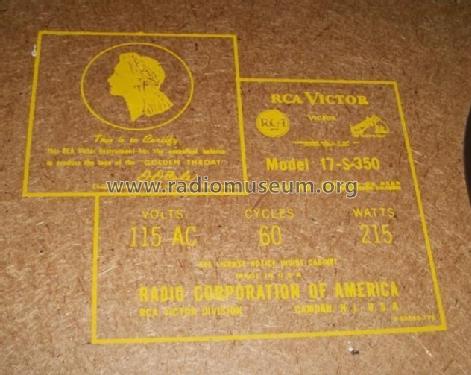 17-S-350 ; RCA RCA Victor Co. (ID = 1790849) Televisión