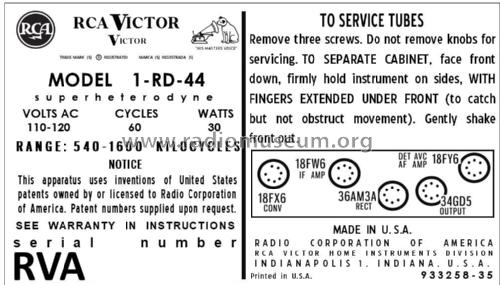 1-RD-44 Ch= RC-1202 ; RCA RCA Victor Co. (ID = 2923683) Radio