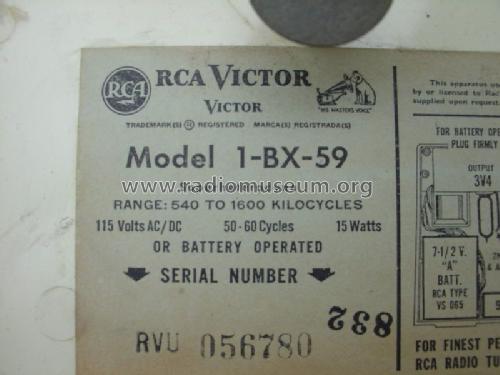 1BX59 Ch= RC-1183; RCA RCA Victor Co. (ID = 1049076) Radio