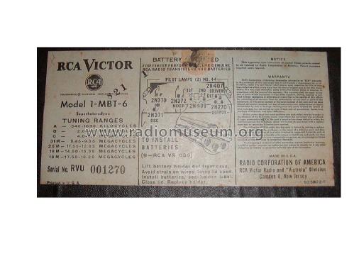 1MBT6 'Strato- World 3' Ch= RC-1184; RCA RCA Victor Co. (ID = 421828) Radio