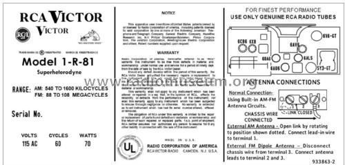 1R81 'Livingston' Ch= RC-1102B; RCA RCA Victor Co. (ID = 2890832) Radio